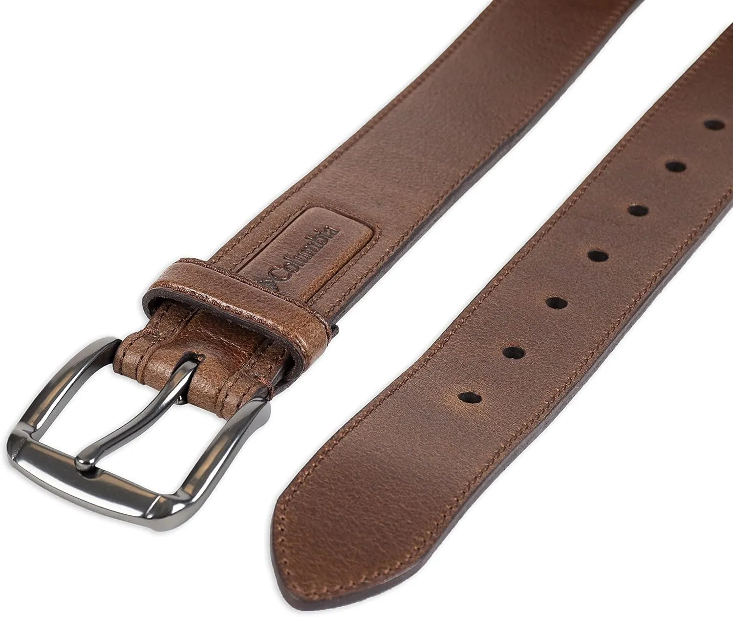 Columbia Men's Classic Logo Belt-Casual Dress with Single Prong Buckle for Jeans Khakis