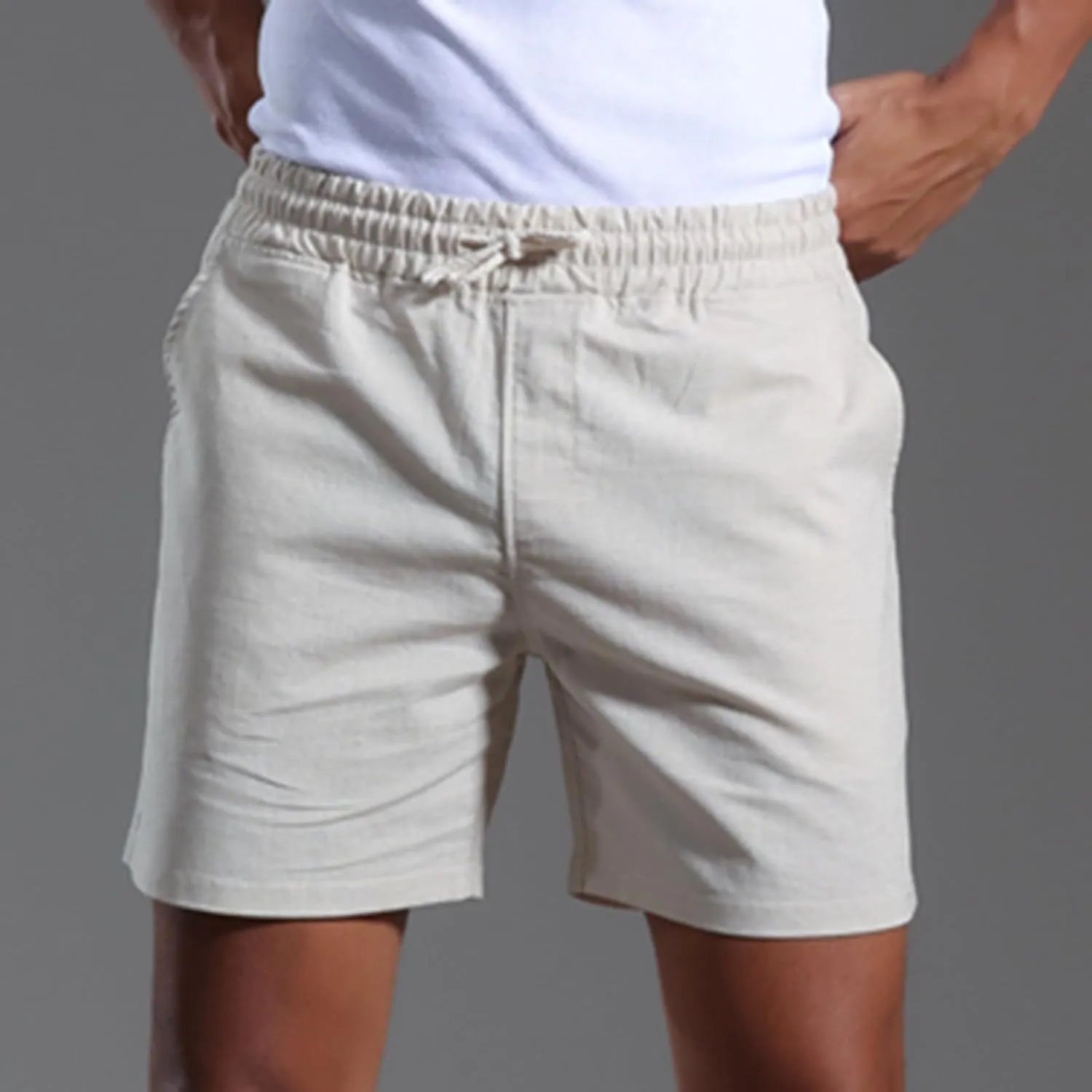 Cotton Linen Shrots for Men 2024 Fashion Elastic Waist Comfy Drawstring Shorts Gym Workout Track Shorts Lounge Shorts