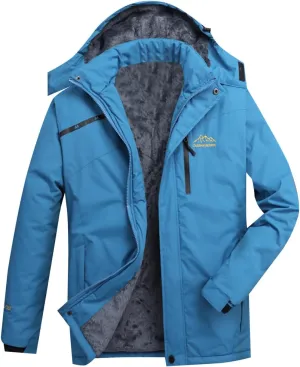 CRNTCEM Unisex Softshell Waterproof Jacket Fuzzy Fleece Sherpa Lined Breathable Hoodie Winter Warm Windbreaker Sportswear