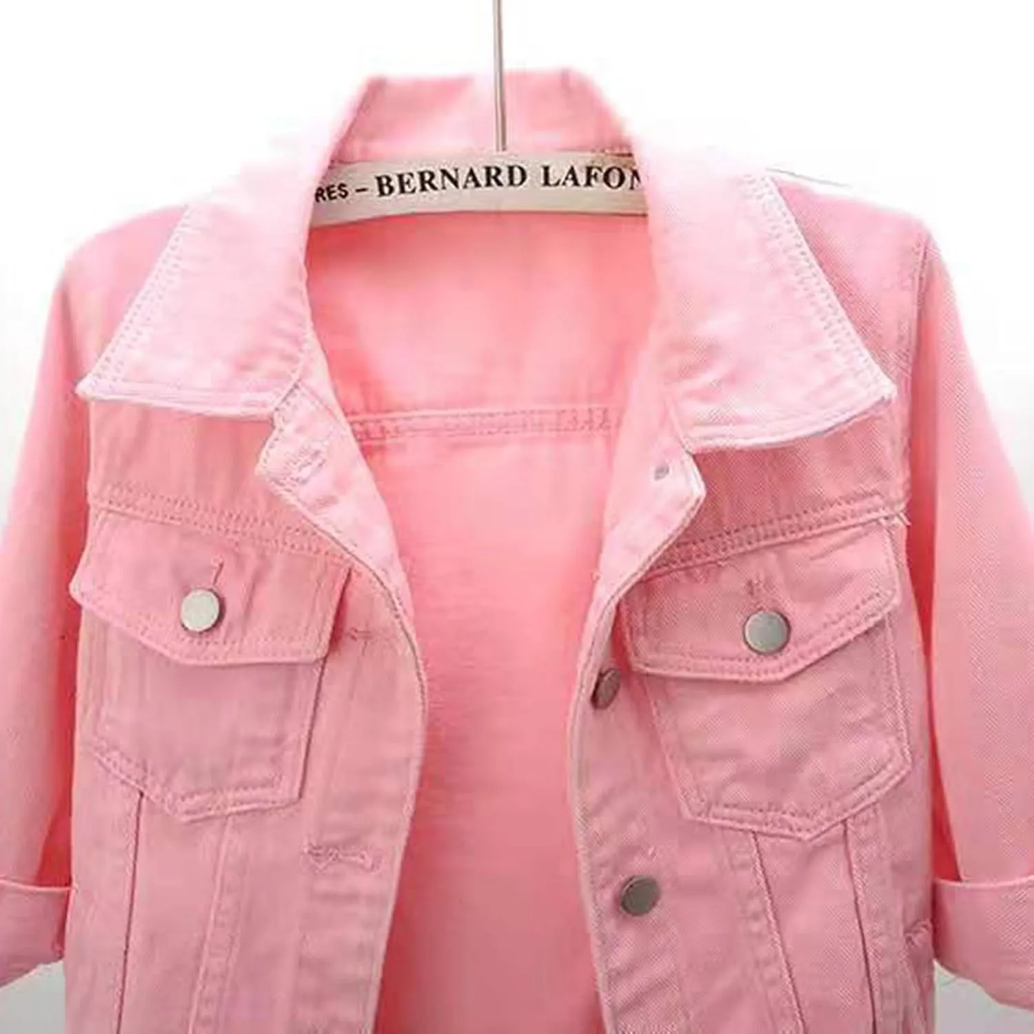Cropped Jean Jackets for Women Casual 3/4 Sleeve Jean Jackets Lightweight Denim Jackets Button Down Trucker Coats