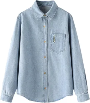 Denim Jacket Woman Crop Oversized Jean Denim Jacket for Fall/Spring Trendy Button Up Ripped Vintage Streetwear