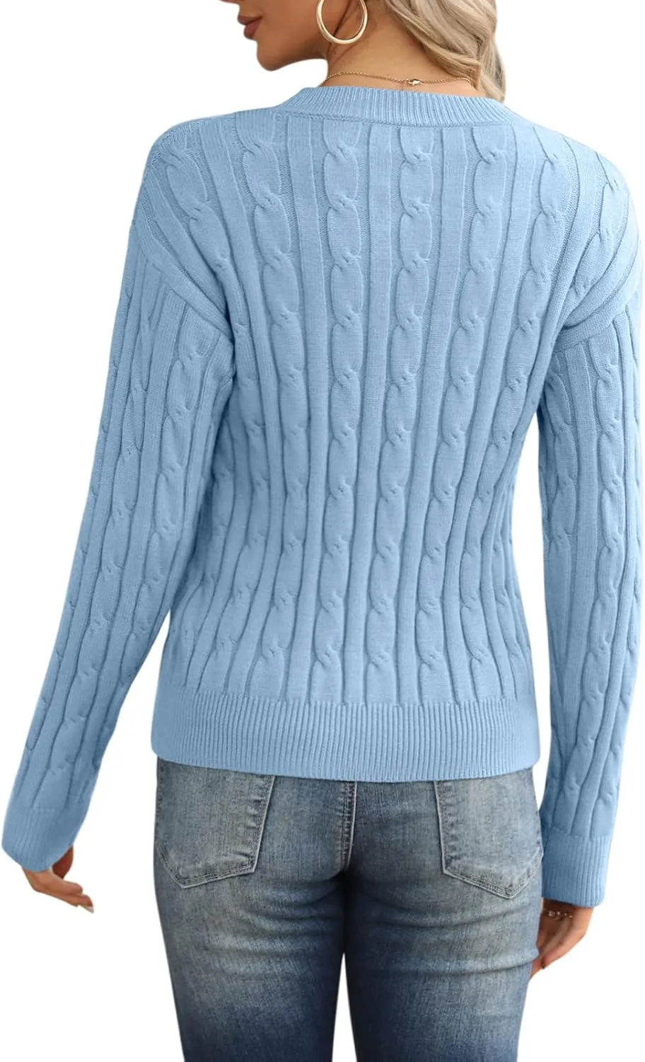Esobo Women's Classic-fit Lightweight Cable Long Sleeve Mockneck Loose Casual Sweater Jumpers
