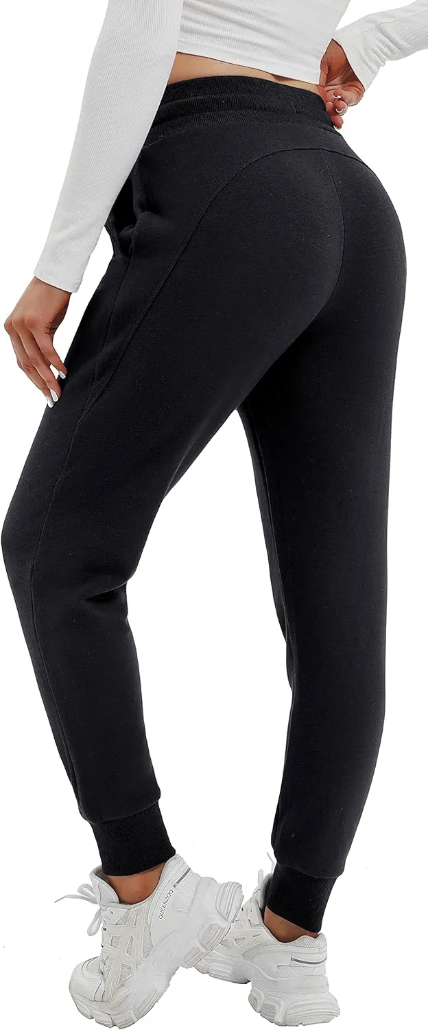 Ewedoos Fleece Lined Pants Women - Fleece Lined Sweatpants Women with Pockets High Waisted Thermal Joggers Winter Pants