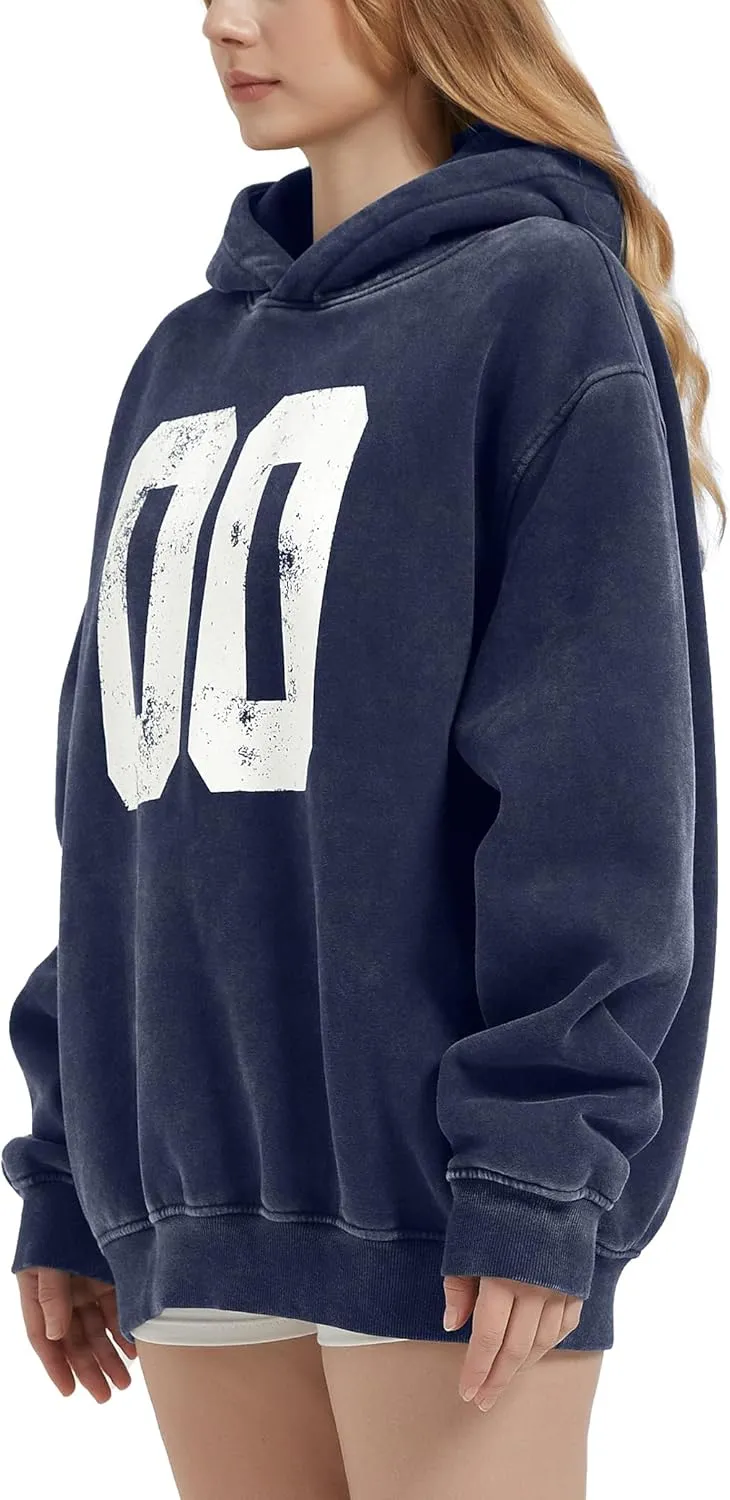 FAIABLE Oversized Hoodies for Women Acid Washed Graphic Women's Fashion Hoodies Sweatshirts Y2k Sweater Preppy for College