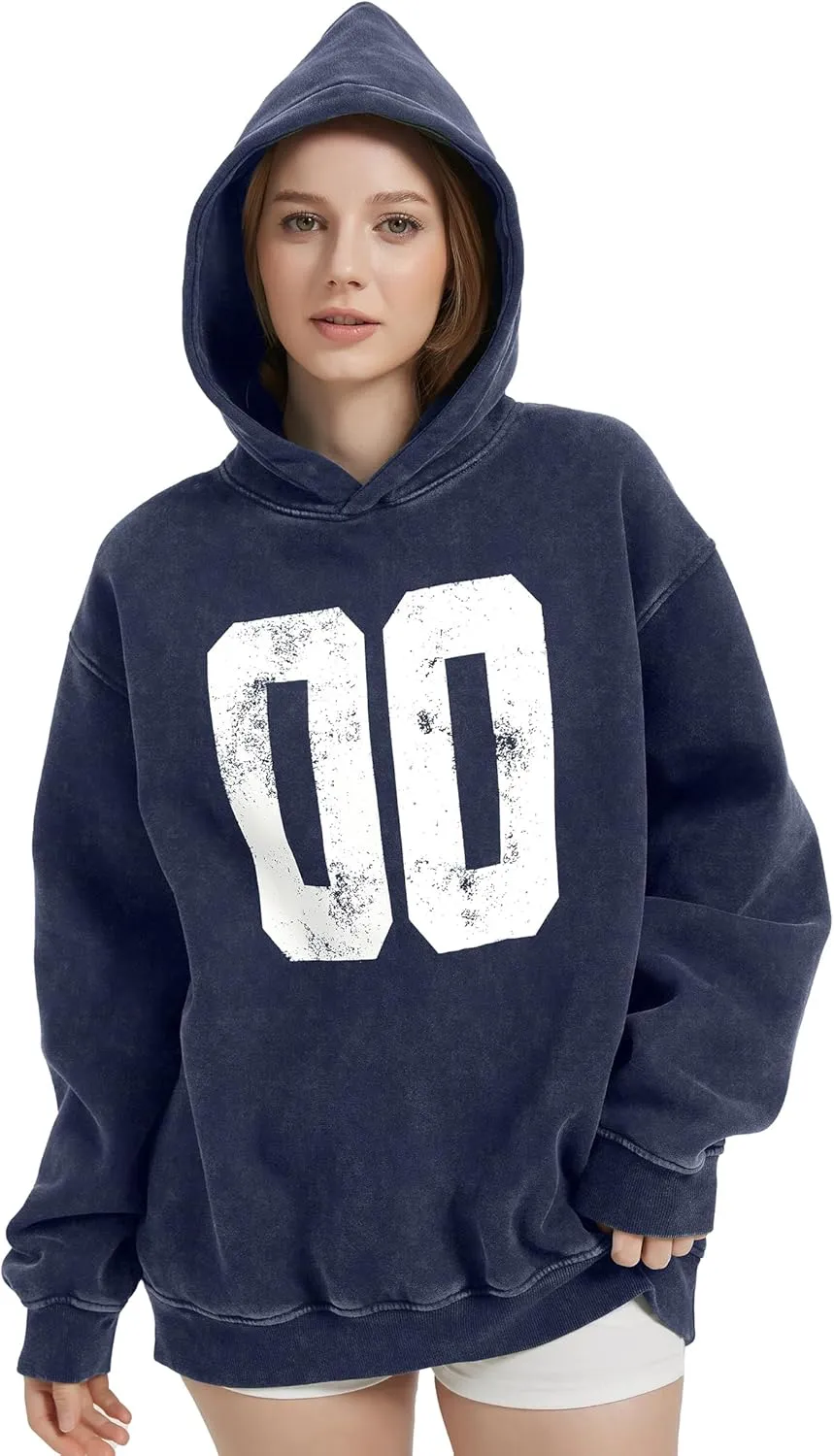 FAIABLE Oversized Hoodies for Women Acid Washed Graphic Women's Fashion Hoodies Sweatshirts Y2k Sweater Preppy for College
