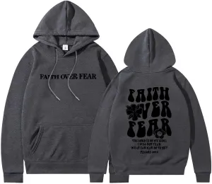 faith over fear hoodies for women teen girls aesthetic sweatshirts oversized fall clothes Casual Long Sleeve pullover