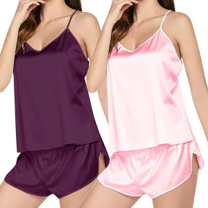 Fall Clothing Pajamas Set V Neck Lace Camisole Undershirt Sleeveless Shorts Women's Trendy Outfits For Women 2024