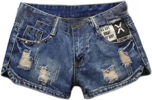 Fashion High Waisted Jeans Shorts Women Summer Casual Button Distressed Denim Shorts Trendy Comfy Lightweight Shorts Pockets Tummy Control Shorts for Women Z2Blue, S