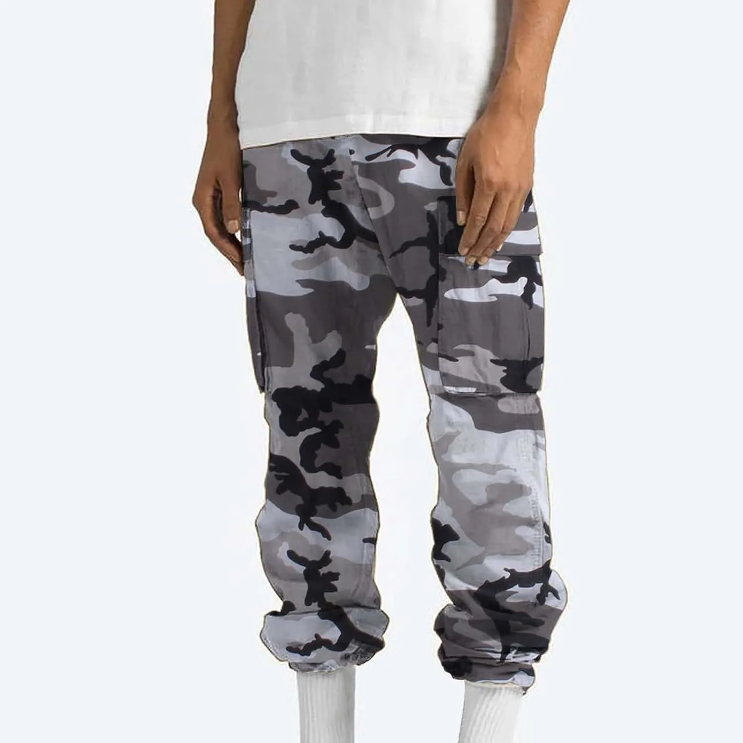 Finelylove Camo Cargo Sweatpants for Men Casual Hiking Pants Joggers Lightweight Loose Straight Casual Workout Pants