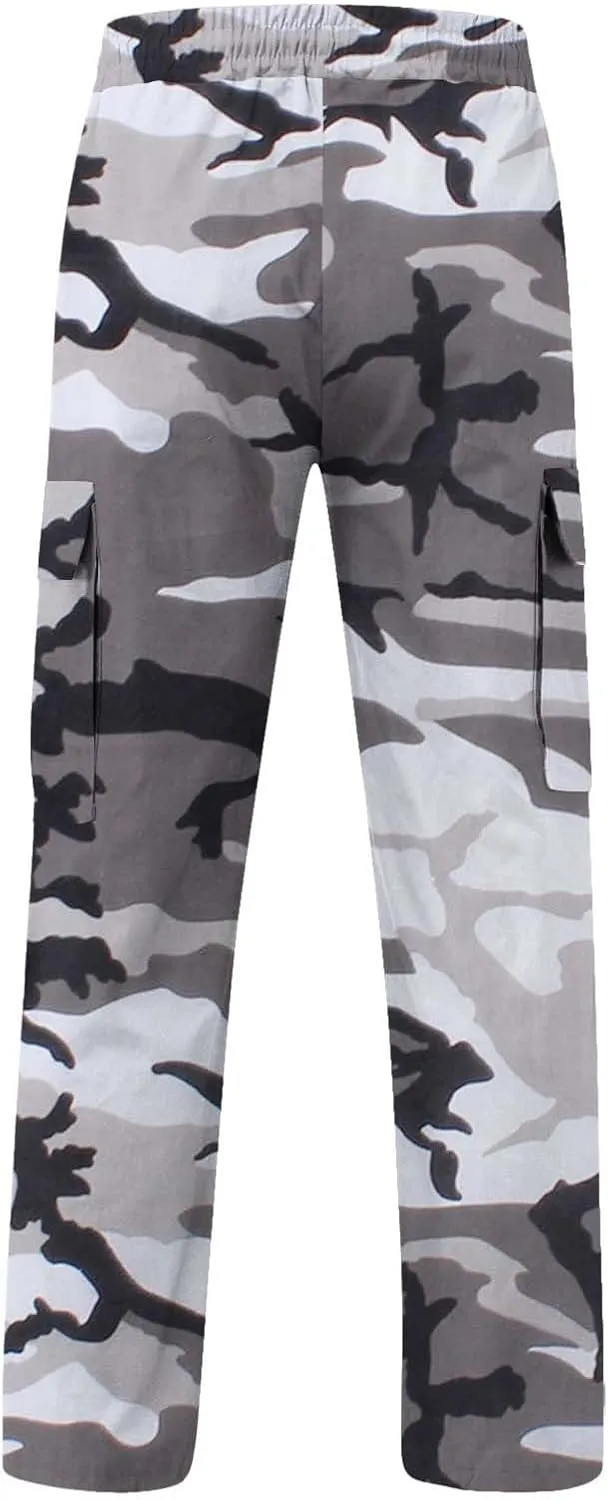 Finelylove Camo Cargo Sweatpants for Men Casual Hiking Pants Joggers Lightweight Loose Straight Casual Workout Pants
