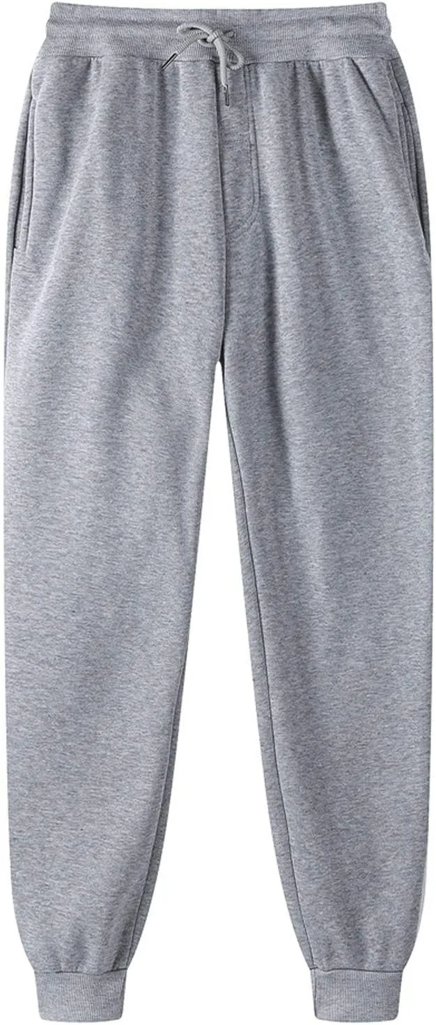 Finelylove Fleece Sweatpants Men Open Bottom Casual Lightweight Joggers Pants Solid Tapered Athletic Workout Trousers