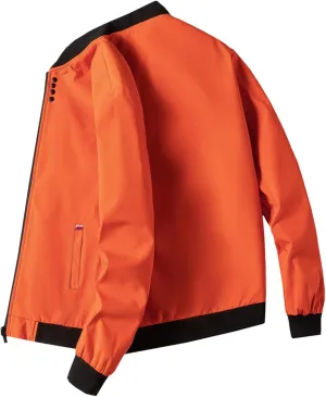 Finelylove Mens Flight Bomber Jacket Lightweight Zip Up Varsity Jacket Long Sleeve Fashion Windbreaker Fall Coat Jackets