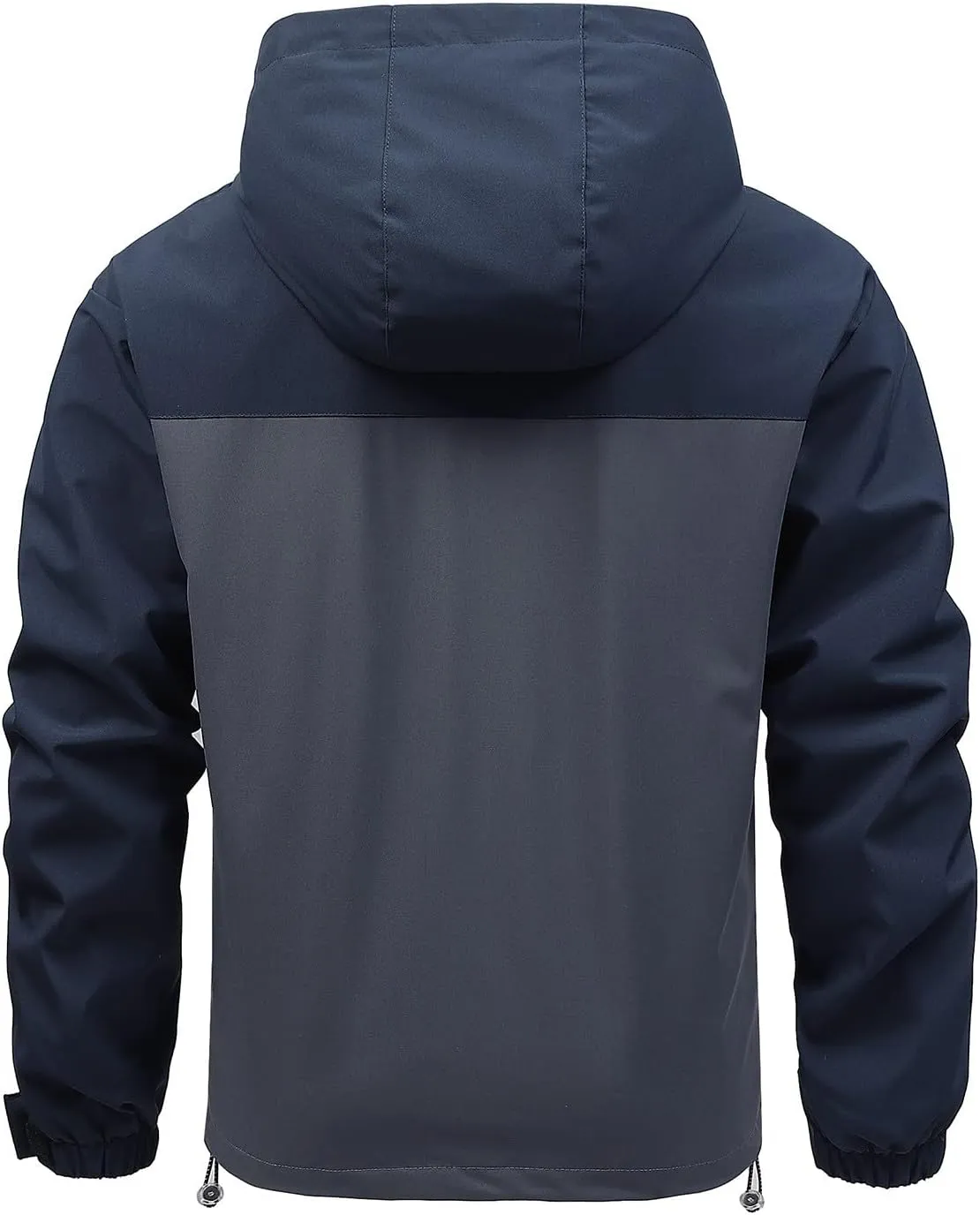 Finelylove Mens Lightweight Rain Jacket Waterproof Outdoor Hooded Raincoat Patchwork Hiking Travel Softshell Windbreaker