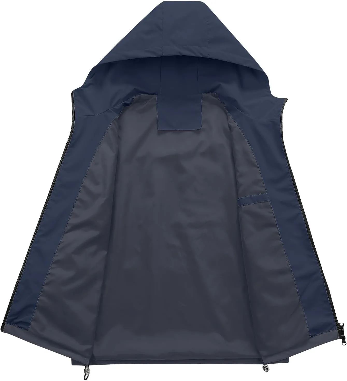 Finelylove Mens Lightweight Rain Jacket Waterproof Outdoor Hooded Raincoat Patchwork Hiking Travel Softshell Windbreaker