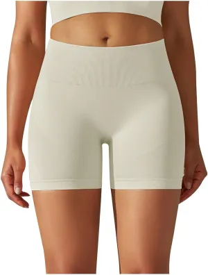 Firzero Women's Running Long Shorts Ribbed High Waisted Athletic Biker Shorts Compression Workout Yoga Shorts 2024