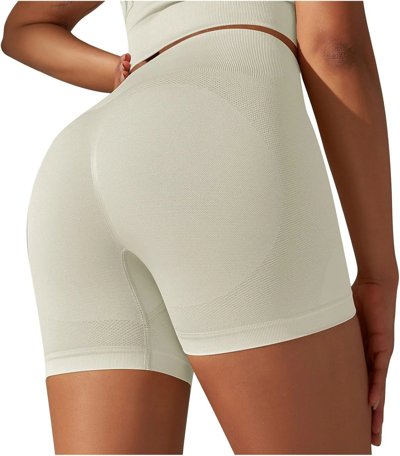 Firzero Women's Running Long Shorts Ribbed High Waisted Athletic Biker Shorts Compression Workout Yoga Shorts 2024