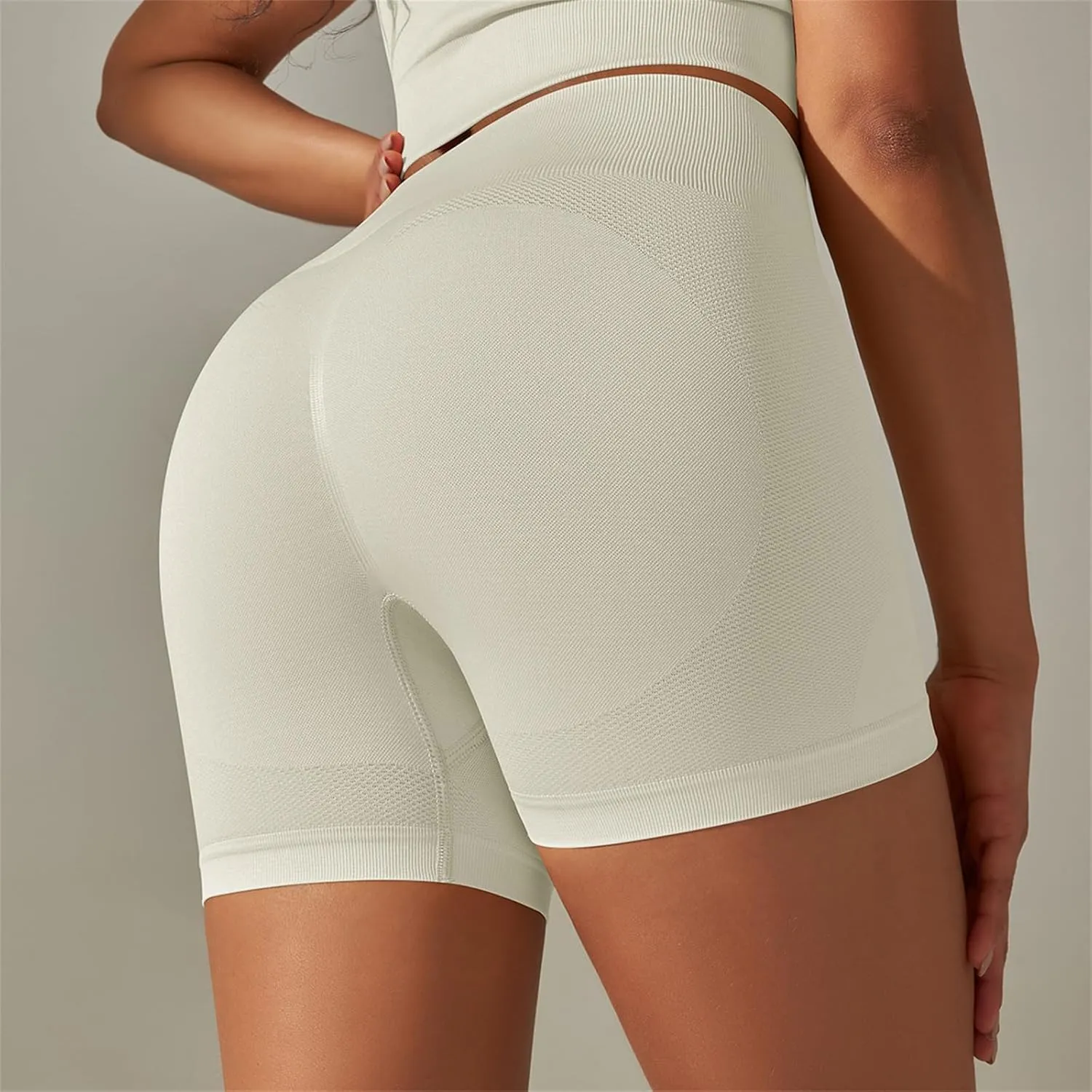 Firzero Women's Running Long Shorts Ribbed High Waisted Athletic Biker Shorts Compression Workout Yoga Shorts 2024
