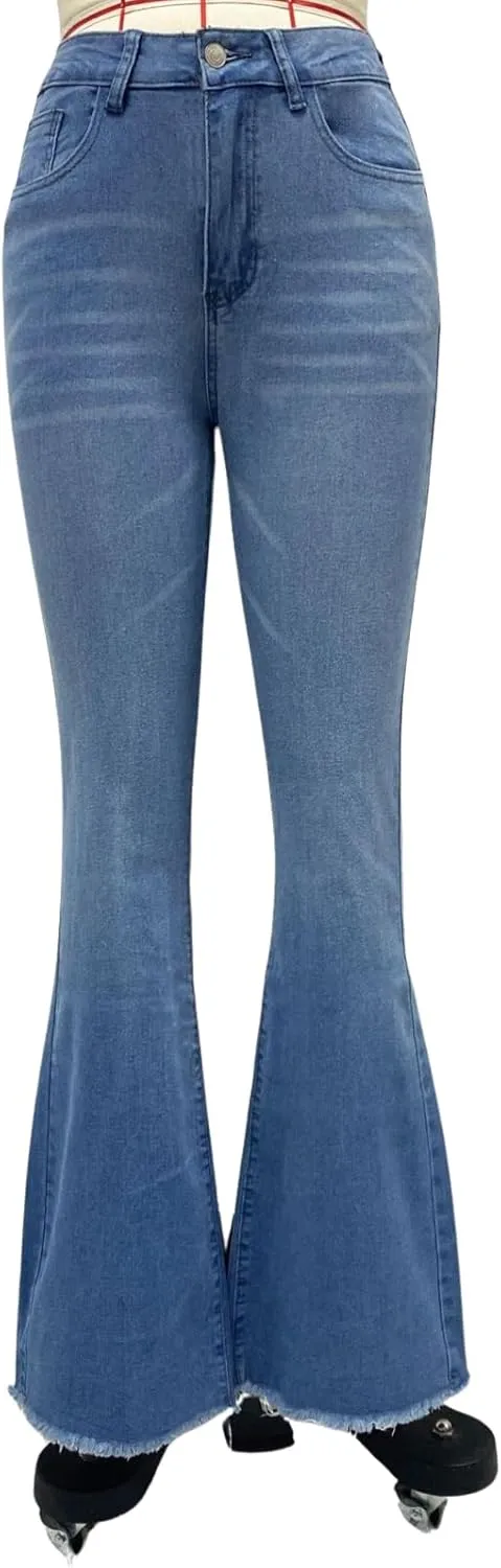 Flare Jeans for Women High Waisted Stretchy Bootcut Jeans Butt Lifting Skinny Bell Bottom Denim Pants