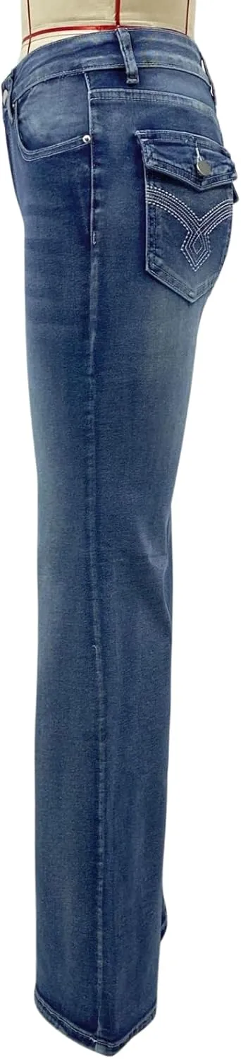 Flare Jeans for Women High Waisted Stretchy Bootcut Jeans Butt Lifting Skinny Bell Bottom Denim Pants