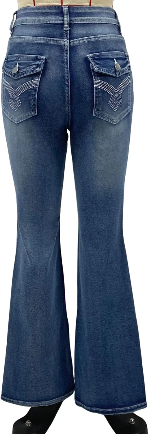 Flare Jeans for Women High Waisted Stretchy Bootcut Jeans Butt Lifting Skinny Bell Bottom Denim Pants