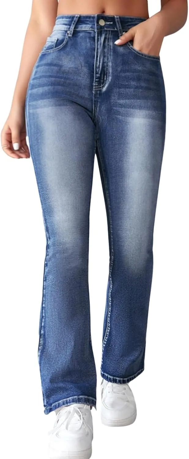 Flare Jeans for Women High Waisted Stretchy Bootcut Jeans Butt Lifting Skinny Bell Bottom Denim Pants