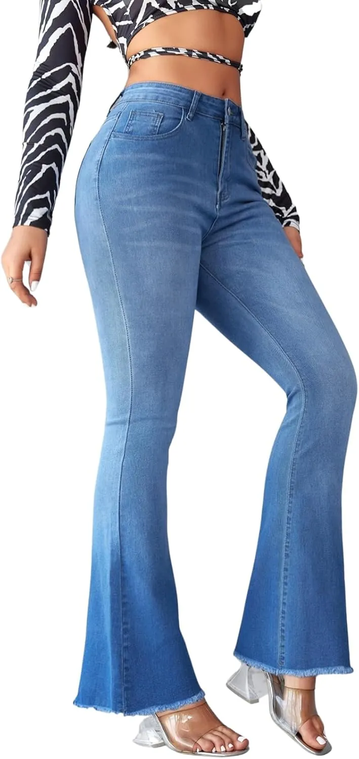 Flare Jeans for Women High Waisted Stretchy Bootcut Jeans Butt Lifting Skinny Bell Bottom Denim Pants