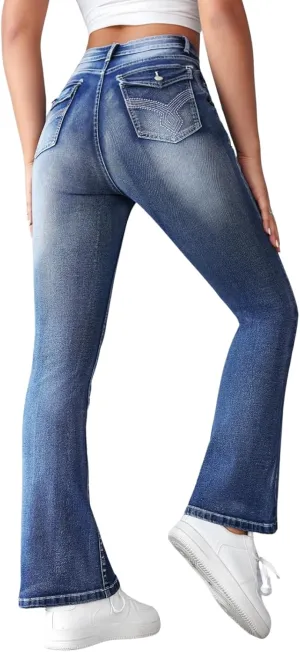 Flare Jeans for Women High Waisted Stretchy Bootcut Jeans Butt Lifting Skinny Bell Bottom Denim Pants