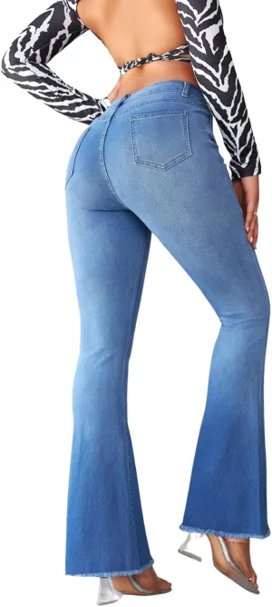 Flare Jeans for Women High Waisted Stretchy Bootcut Jeans Butt Lifting Skinny Bell Bottom Denim Pants