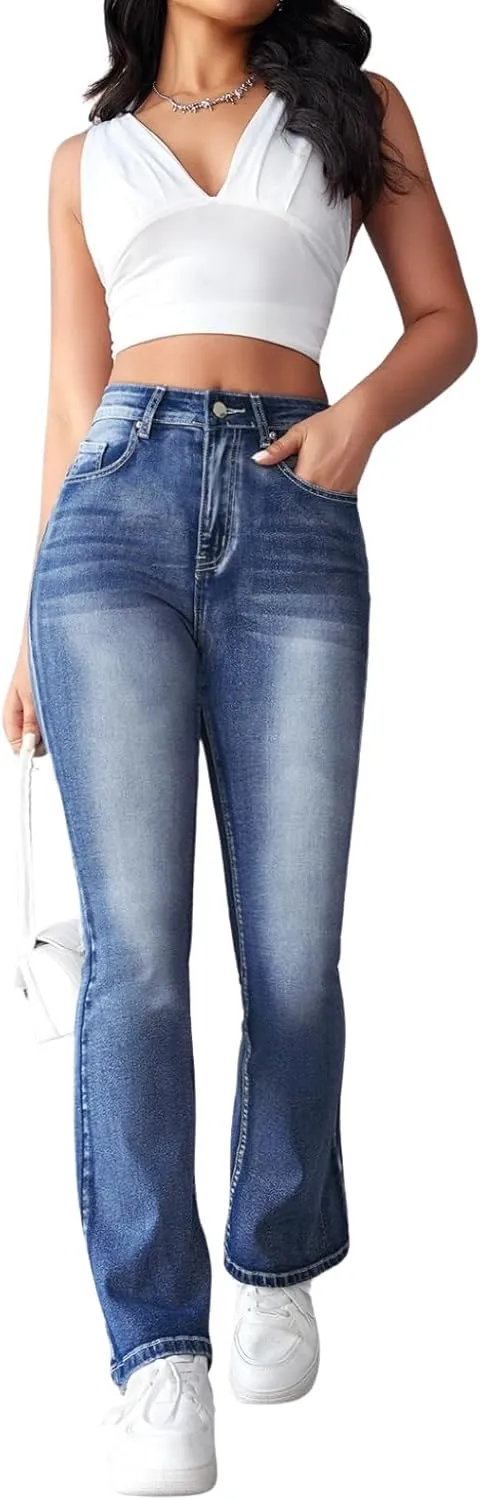 Flare Jeans for Women High Waisted Stretchy Bootcut Jeans Butt Lifting Skinny Bell Bottom Denim Pants