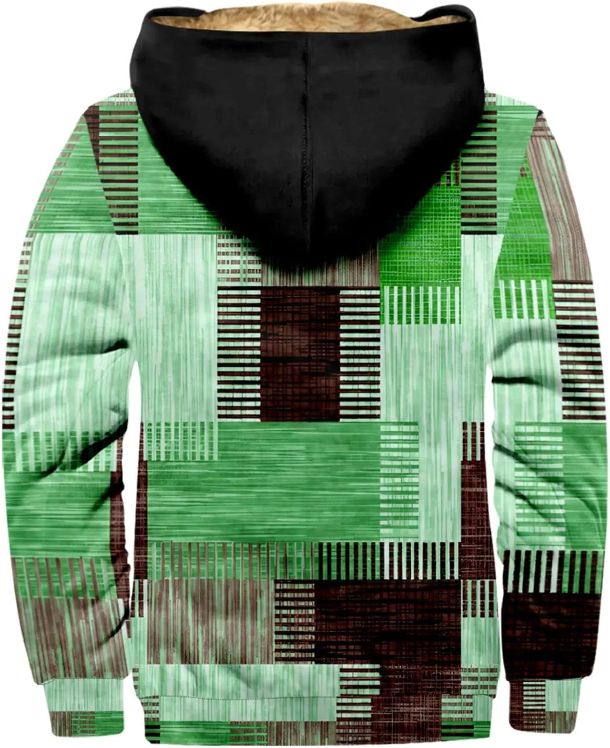 Fleece Lined Men Jackets Full Zip Up Hoodies Winter Fashion Warm Jacket with Pocket Thicken Fuzzy Coats