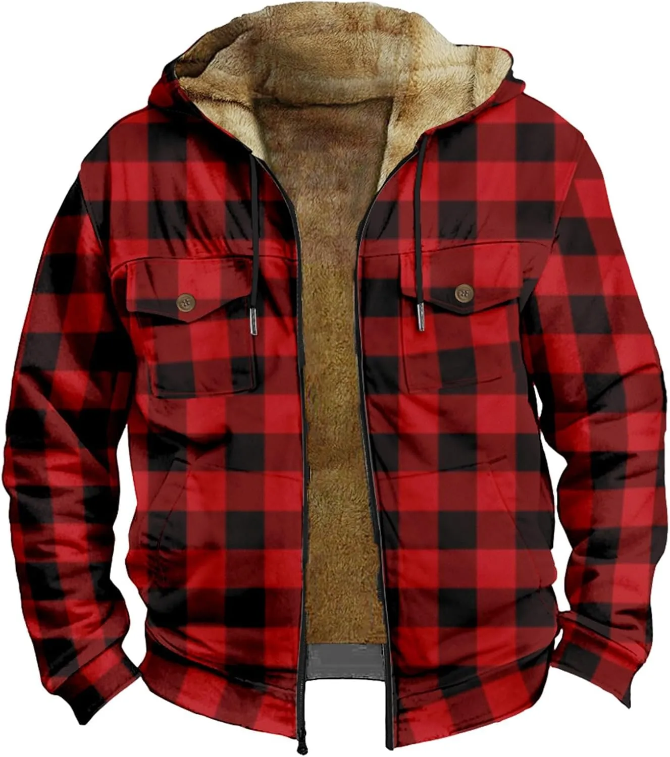 Fleece Lined Men Jackets Thermal Heavyweight Hoodies Coats with Pocket Winter Trendy Casual Outerwear