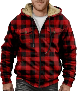 Fleece Lined Men Jackets Thermal Heavyweight Hoodies Coats with Pocket Winter Trendy Casual Outerwear