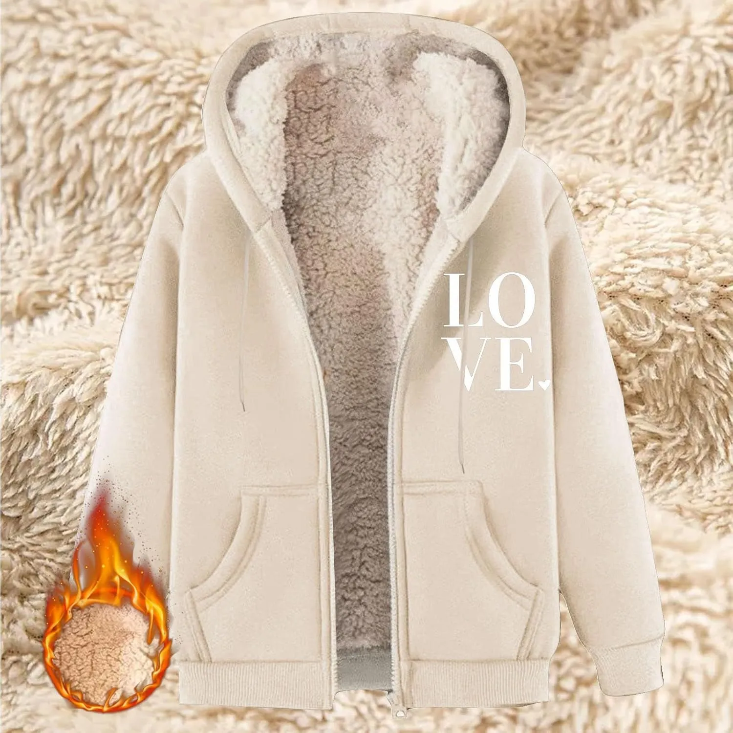 Fleece Solid Jacket For Women Solid Color Hooded Plus Size Coat Women'S Lamb Fleece Jackets Women'S Fleece Jackets