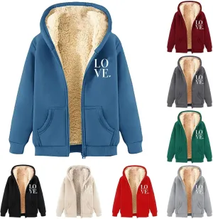 Fleece Solid Jacket For Women Solid Color Hooded Plus Size Coat Women'S Lamb Fleece Jackets Women'S Fleece Jackets