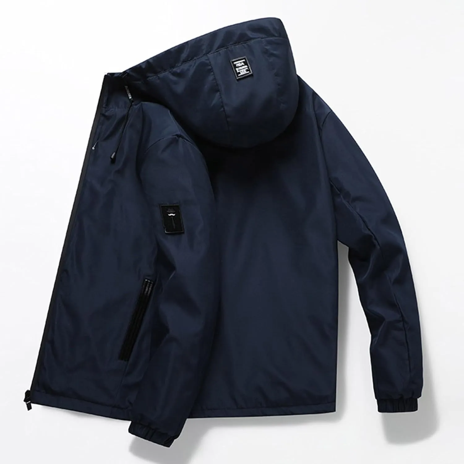 Full Zip Outdoor Jackets for Men Waterproof Fall Winter Trendy Rain Coats Windproof Hooded Clothes Hiking Plus Size Hoodies
