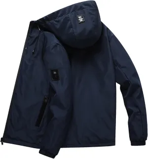 Full Zip Outdoor Jackets for Men Waterproof Fall Winter Trendy Rain Coats Windproof Hooded Clothes Hiking Plus Size Hoodies