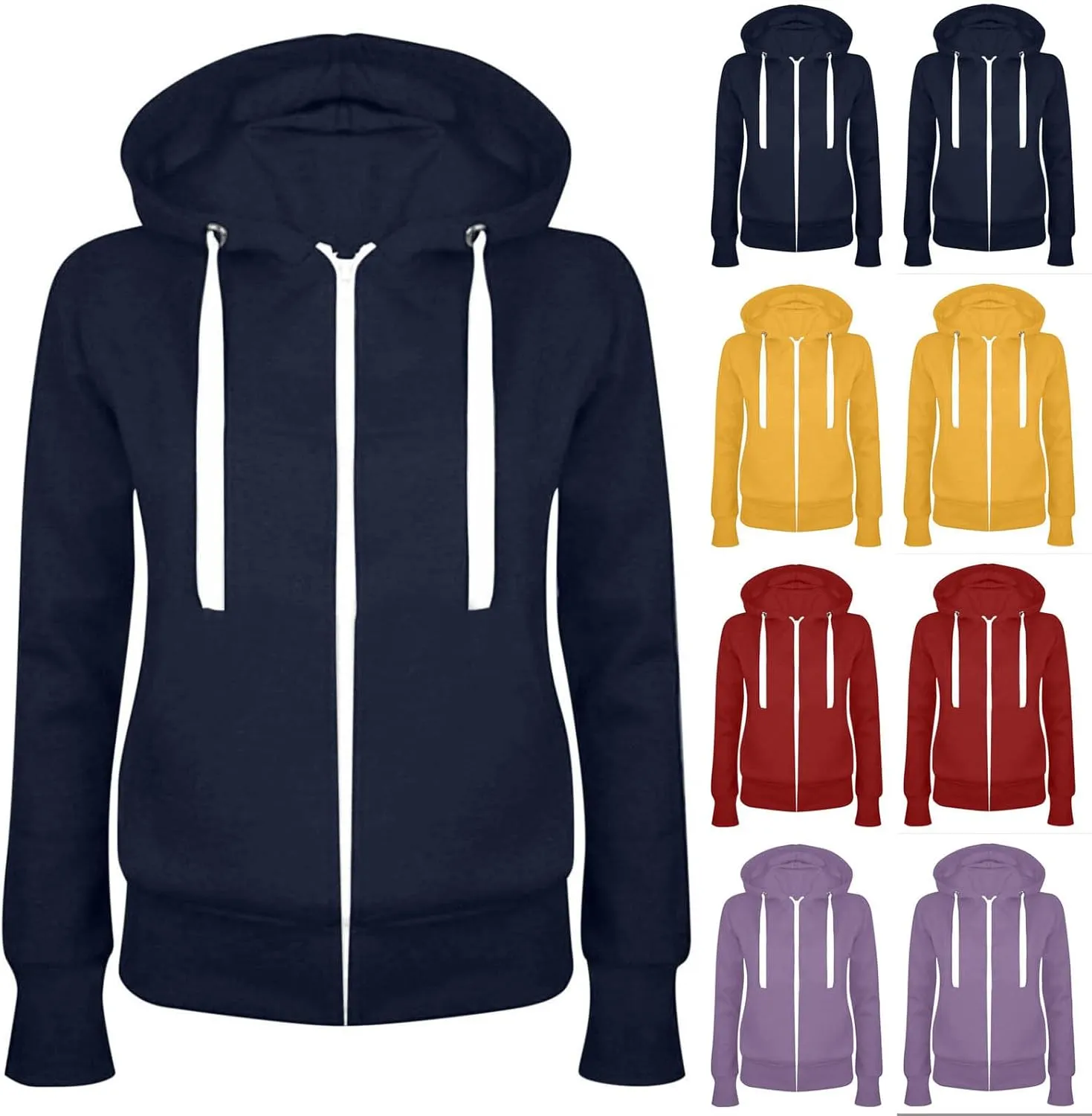 Full Zip Up Hoodies For Women Casual Fall Fashion 2024 Long Sleeve Hooded Sweatshirt Lightweight y2k Jackets