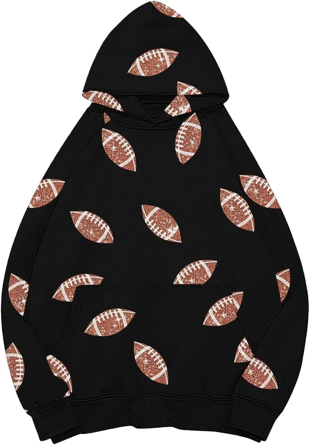 Game Day Hoodies for Women Oversized Long Sleeve Rugby Printting Hooded Sweatshirts Winter Thick Warm Pullover Tops