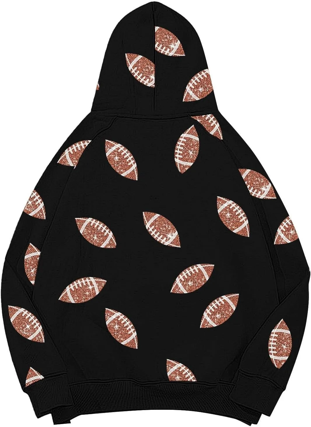 Game Day Hoodies for Women Oversized Long Sleeve Rugby Printting Hooded Sweatshirts Winter Thick Warm Pullover Tops