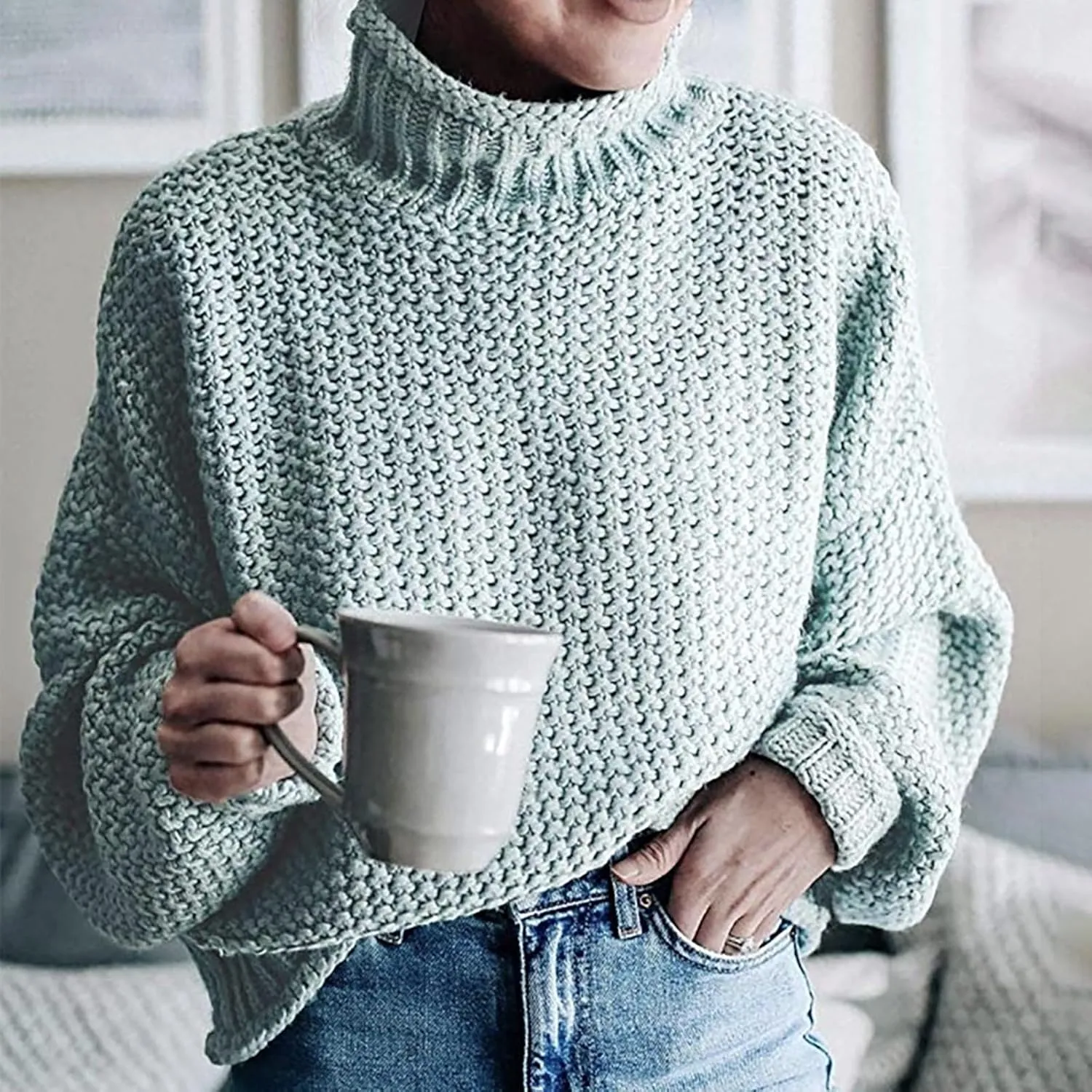 GIERIDUC Womens Pullover Sweater Plus Size Sweatshirt for Women Mock Neck Long Sleeve Casual Loose Knitted Shirt Tops