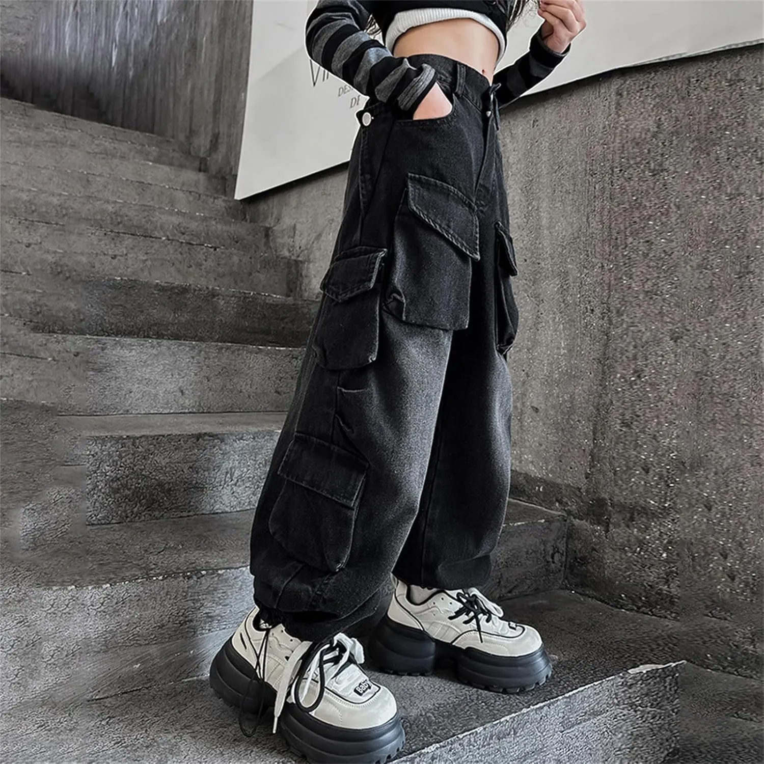 Girls Clothes Kids Girls Ripped Distressed Washed Baggy Wide Leg Casual Jeans Size 5 16 Years Toddler Short Pants Girls