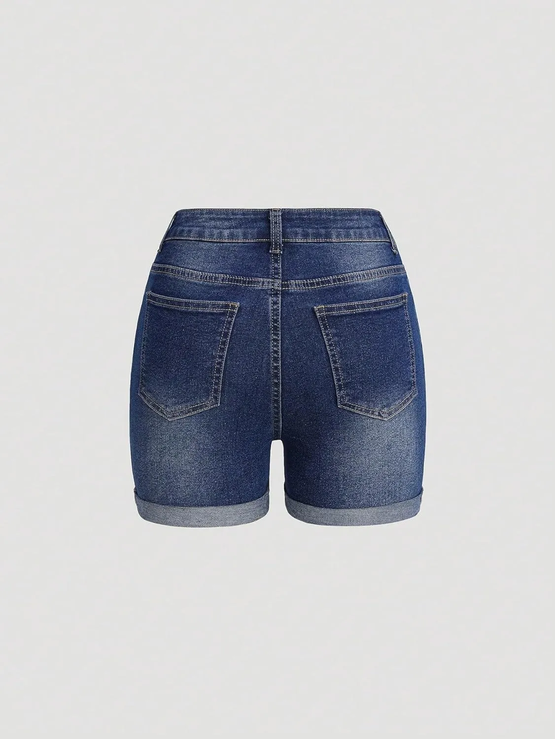 Girl's Ripped High Waisted Jean Shorts Roll Up Hem Skinny Denim Shorts Jorts