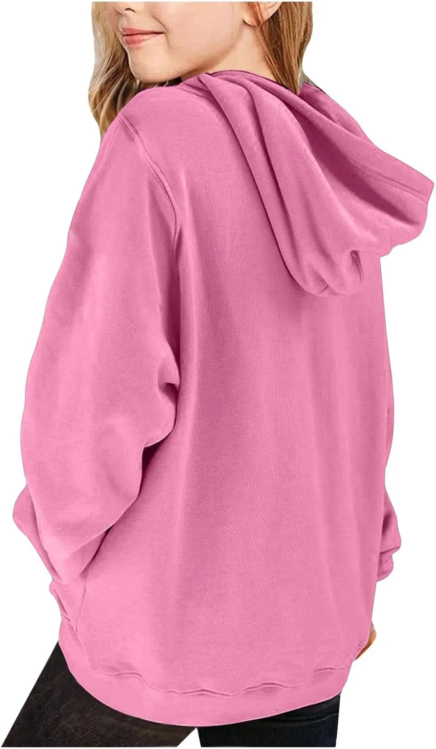 Girls Valentine Hoodies Oversized Funny Heart Print Sweatshirt Top Long Sleeve Cute Teen Girls Trendy Outfits