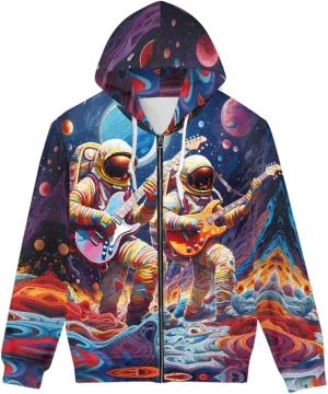 GLUDEAR Men Cool 3D Digital Print Full Zip Up Hoodie Jackets Pullover Hooded Sweatshirt