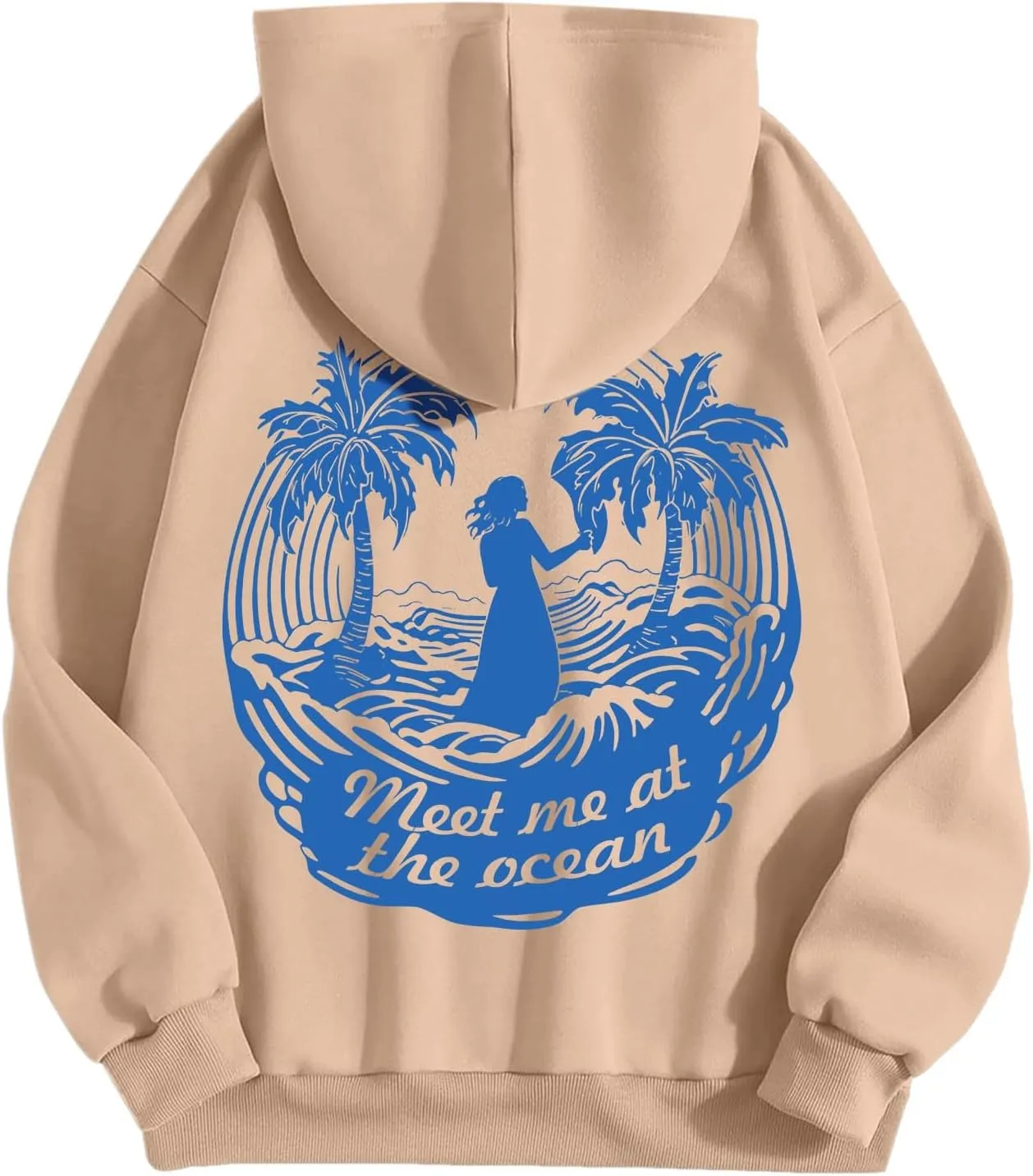 Graphic Hoodies Vintage Malibu Beach Surf up CATCH WAVES Printed Hoodie Sweatshirt Long Sleeve Sweatshirts Pullovers