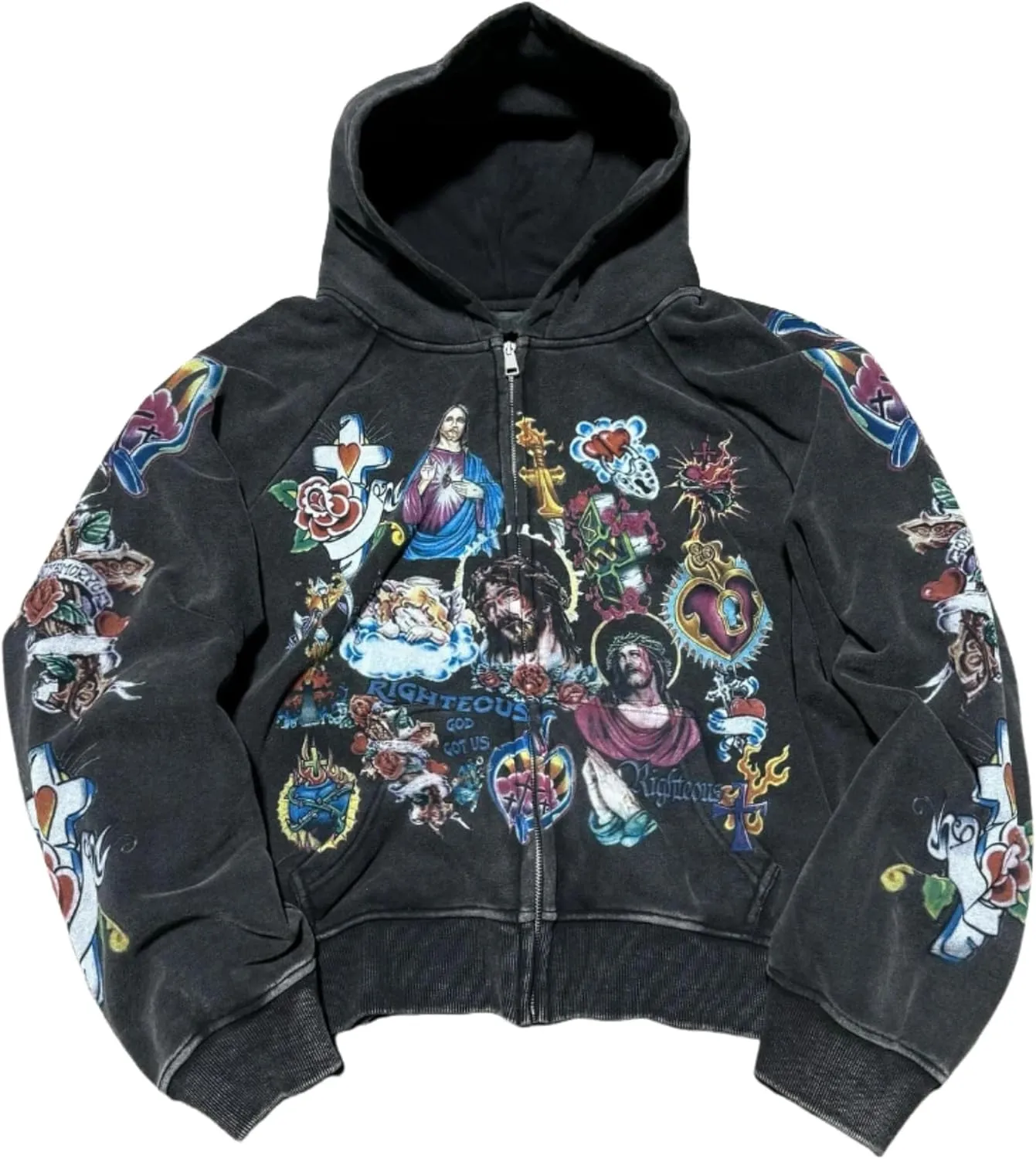 Graphic Oversized Rapper Sweatshirts Hooded Y2k Zip Up Hoodie Streetwear Grunge Vintage Clothes