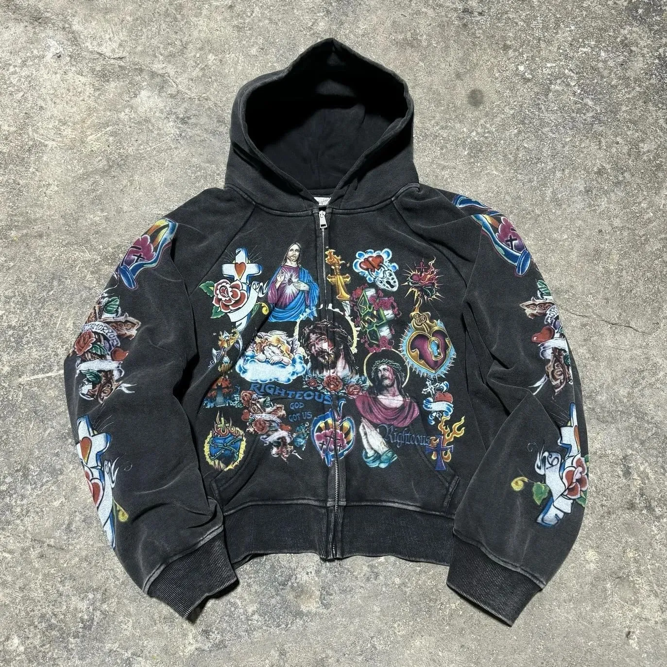 Graphic Oversized Rapper Sweatshirts Hooded Y2k Zip Up Hoodie Streetwear Grunge Vintage Clothes