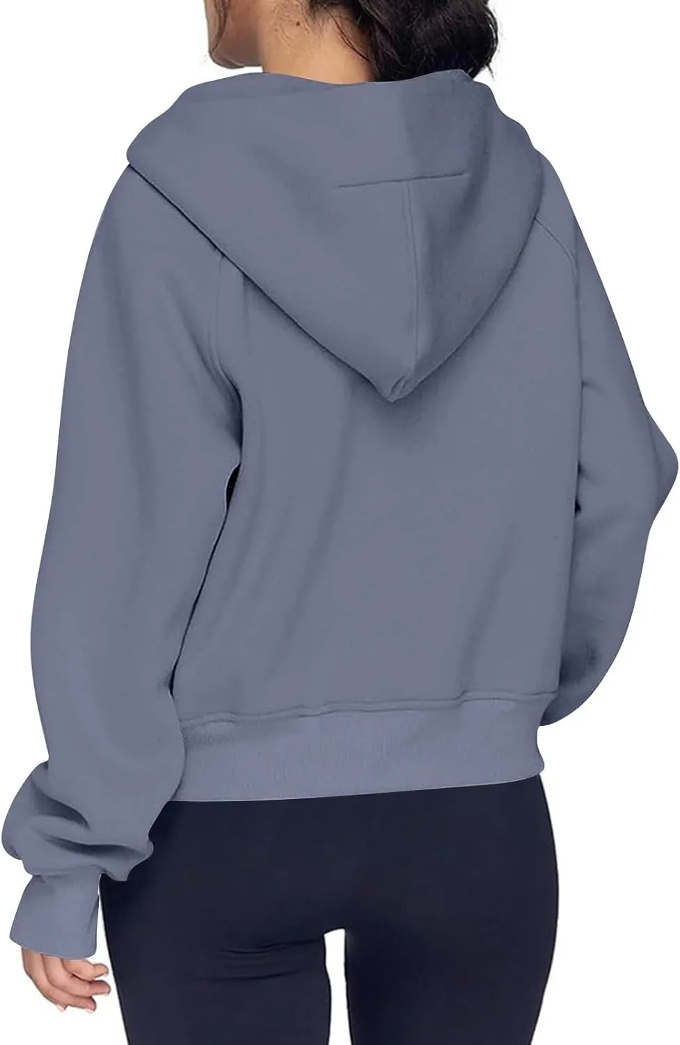 Half Zip Hoodie Women Fleece Long Sleeve Cropped Sweatshirt with Thumb Holes Casual Comfy Tunic Pullover Sweaters