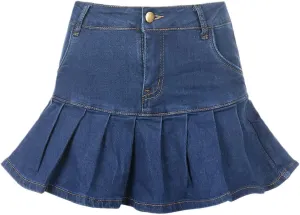Harajuku Mini Pleated Denim Skirt Women Summer Fashion Ruffle High Waist Denim Shorts Skirt