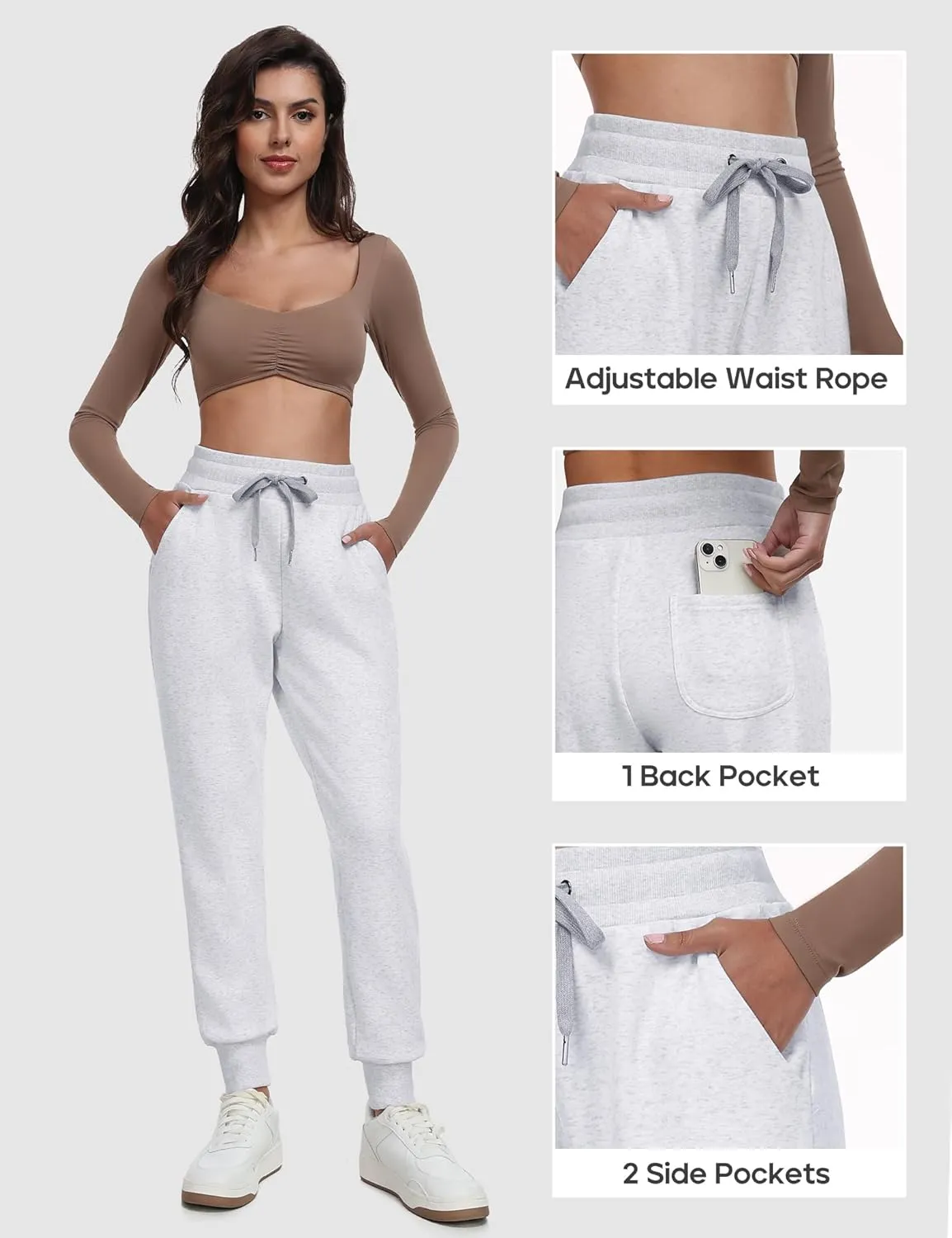 Heathyoga Fleece Lined Joggers for Women Thermal Sweatpants for Women Joggers with Pockets Workout Pants Running Pants